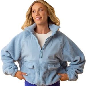 Blogilates Bonfire Fleece Jacket - Size Medium - Light Blue